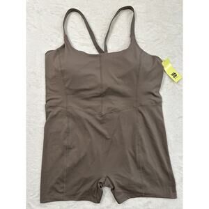 All In Motion Women's Brushed Sculpt Short Bodysuit 4X Brown Jumpsuit NEW